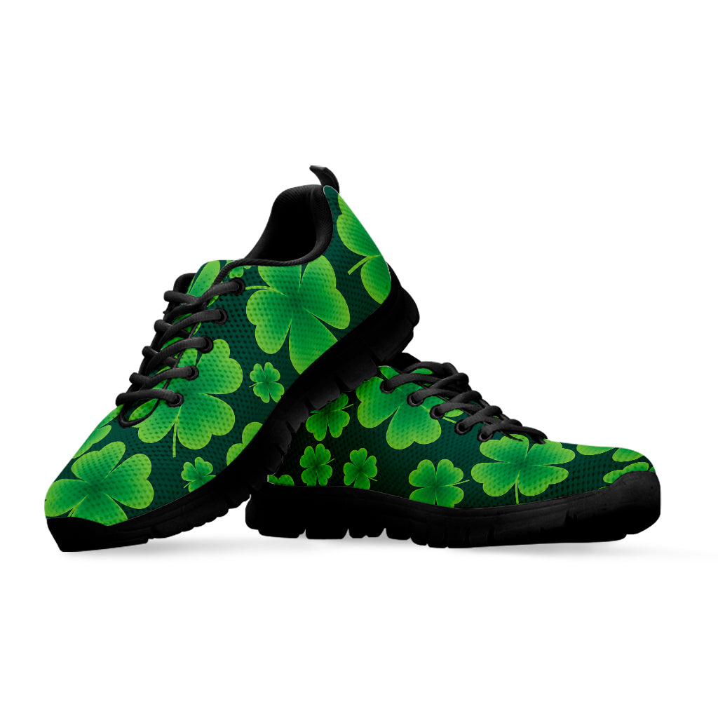 Four-Leaf Clover St. Patrick's Day Print Black Sneakers