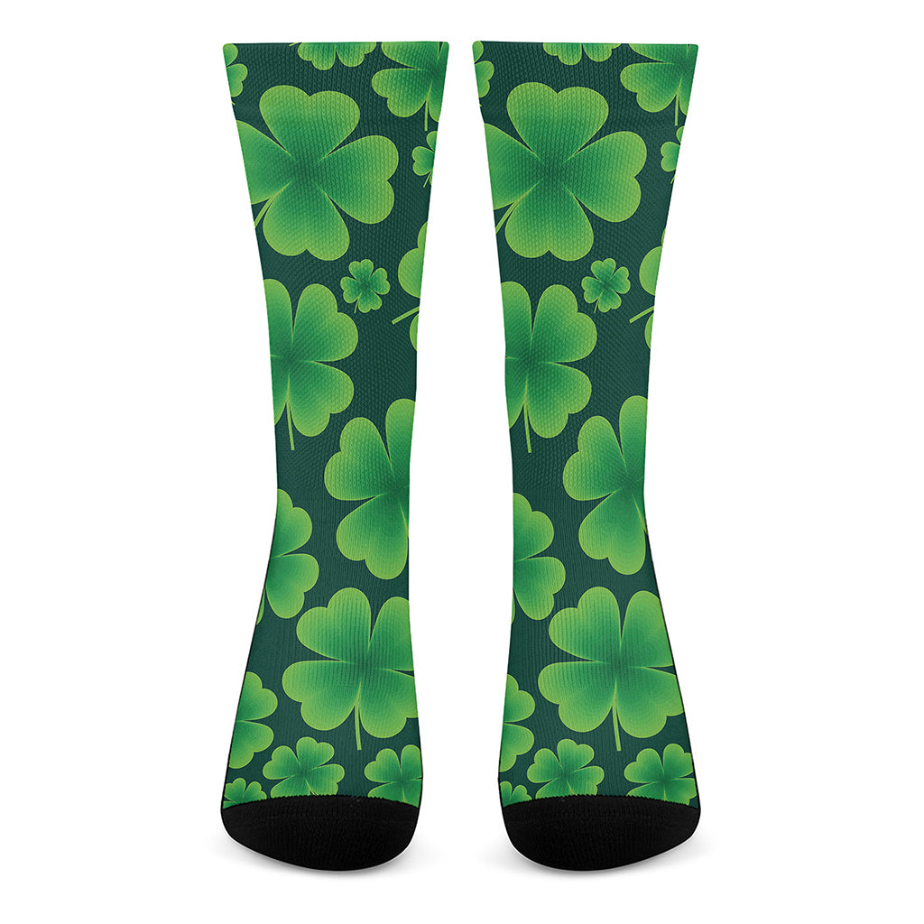 Four-Leaf Clover St. Patrick's Day Print Crew Socks