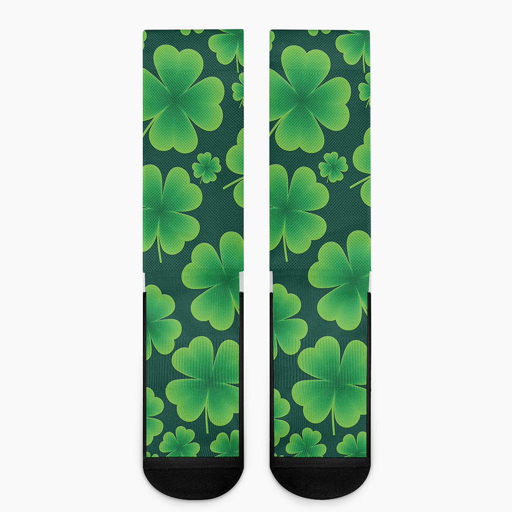 Four-Leaf Clover St. Patrick's Day Print Crew Socks
