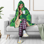 Four-Leaf Clover St. Patrick's Day Print Hooded Blanket