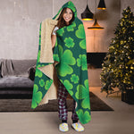 Four-Leaf Clover St. Patrick's Day Print Hooded Blanket