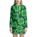Four-Leaf Clover St. Patrick's Day Print Pullover Hoodie Dress