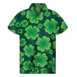 Four-Leaf Clover St. Patrick's Day Print Men's Short Sleeve Shirt