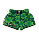 Four-Leaf Clover St. Patrick's Day Print Muay Thai Boxing Shorts