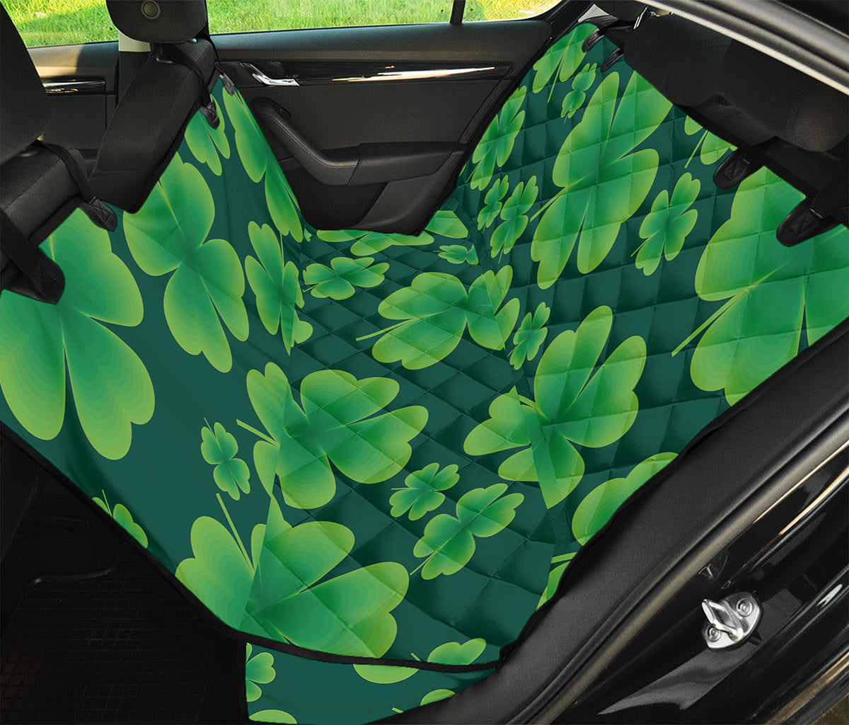 Four-Leaf Clover St. Patrick's Day Print Pet Car Back Seat Cover