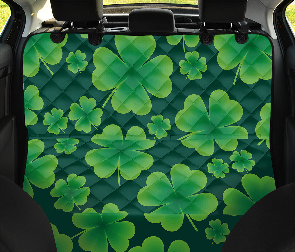 Four-Leaf Clover St. Patrick's Day Print Pet Car Back Seat Cover