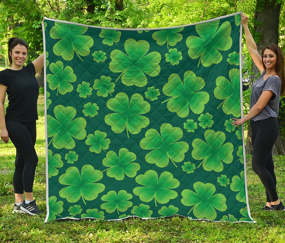 Four-Leaf Clover St. Patrick's Day Print Quilt