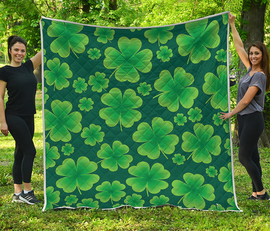 Four-Leaf Clover St. Patrick's Day Print Quilt