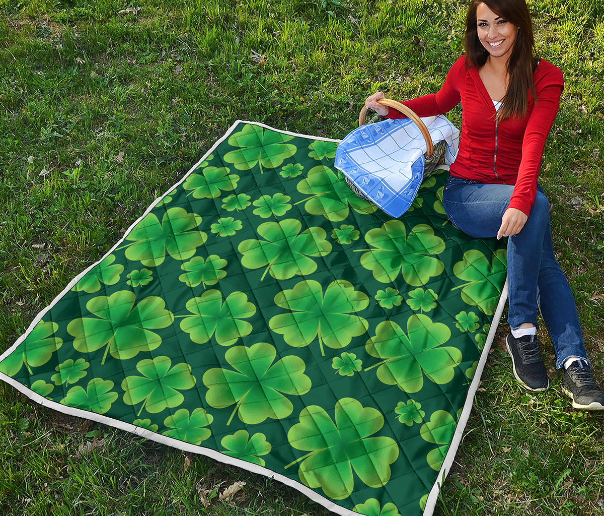 Four-Leaf Clover St. Patrick's Day Print Quilt