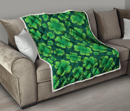 Four-Leaf Clover St. Patrick's Day Print Quilt