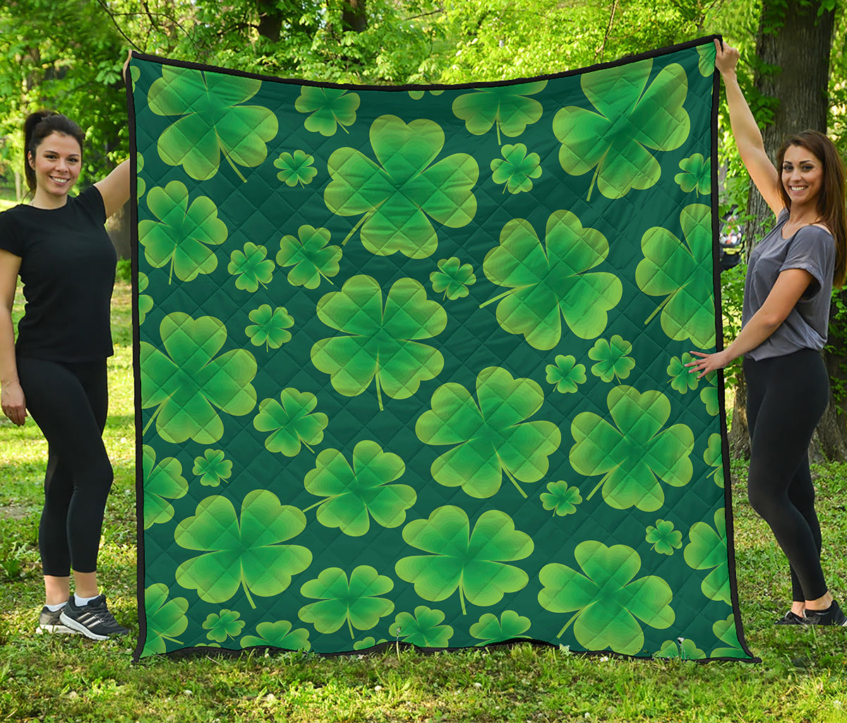 Four-Leaf Clover St. Patrick's Day Print Quilt