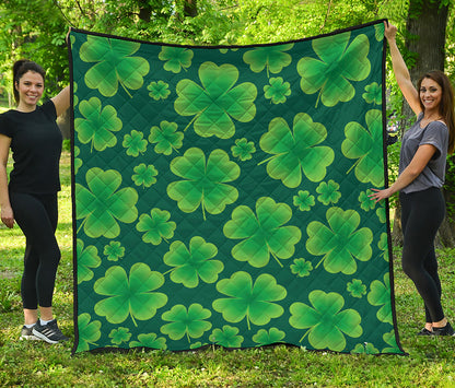 Four-Leaf Clover St. Patrick's Day Print Quilt