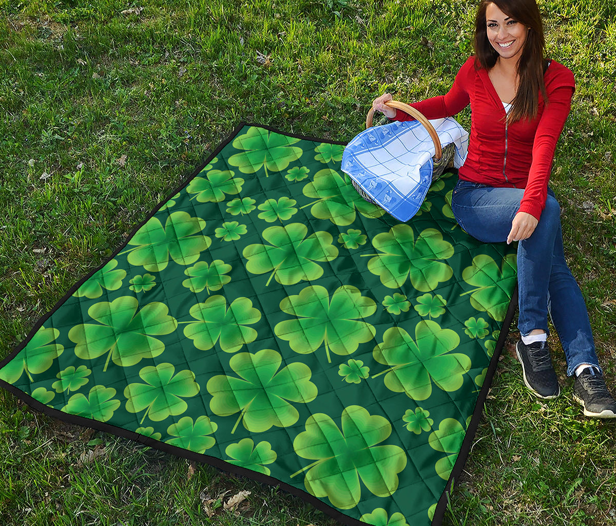 Four-Leaf Clover St. Patrick's Day Print Quilt