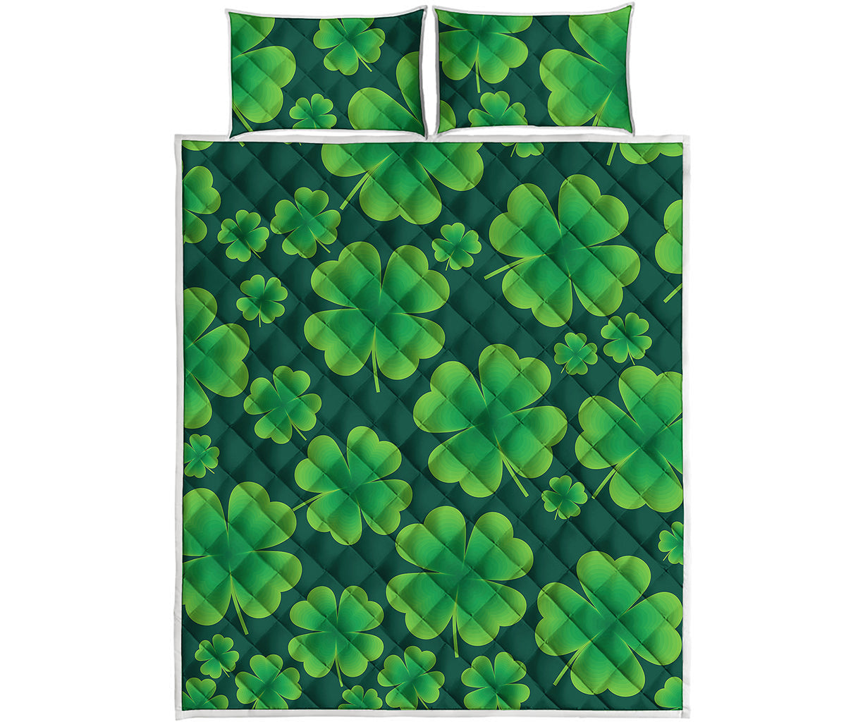 Four-Leaf Clover St. Patrick's Day Print Quilt Bed Set