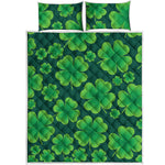 Four-Leaf Clover St. Patrick's Day Print Quilt Bed Set