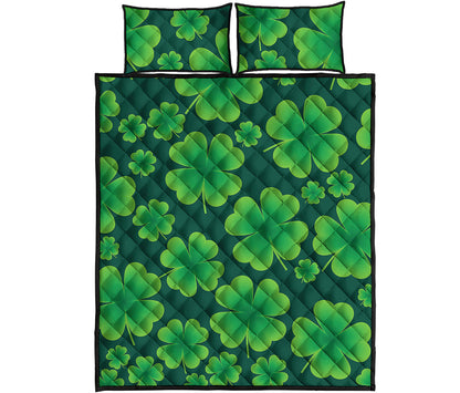 Four-Leaf Clover St. Patrick's Day Print Quilt Bed Set