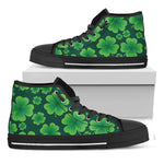 Four-Leaf Clover St. Patrick's Day Print Black High Top Shoes