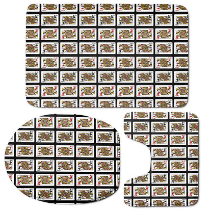 Four Queens Playing Cards Pattern Print 3 Piece Bath Mat Set