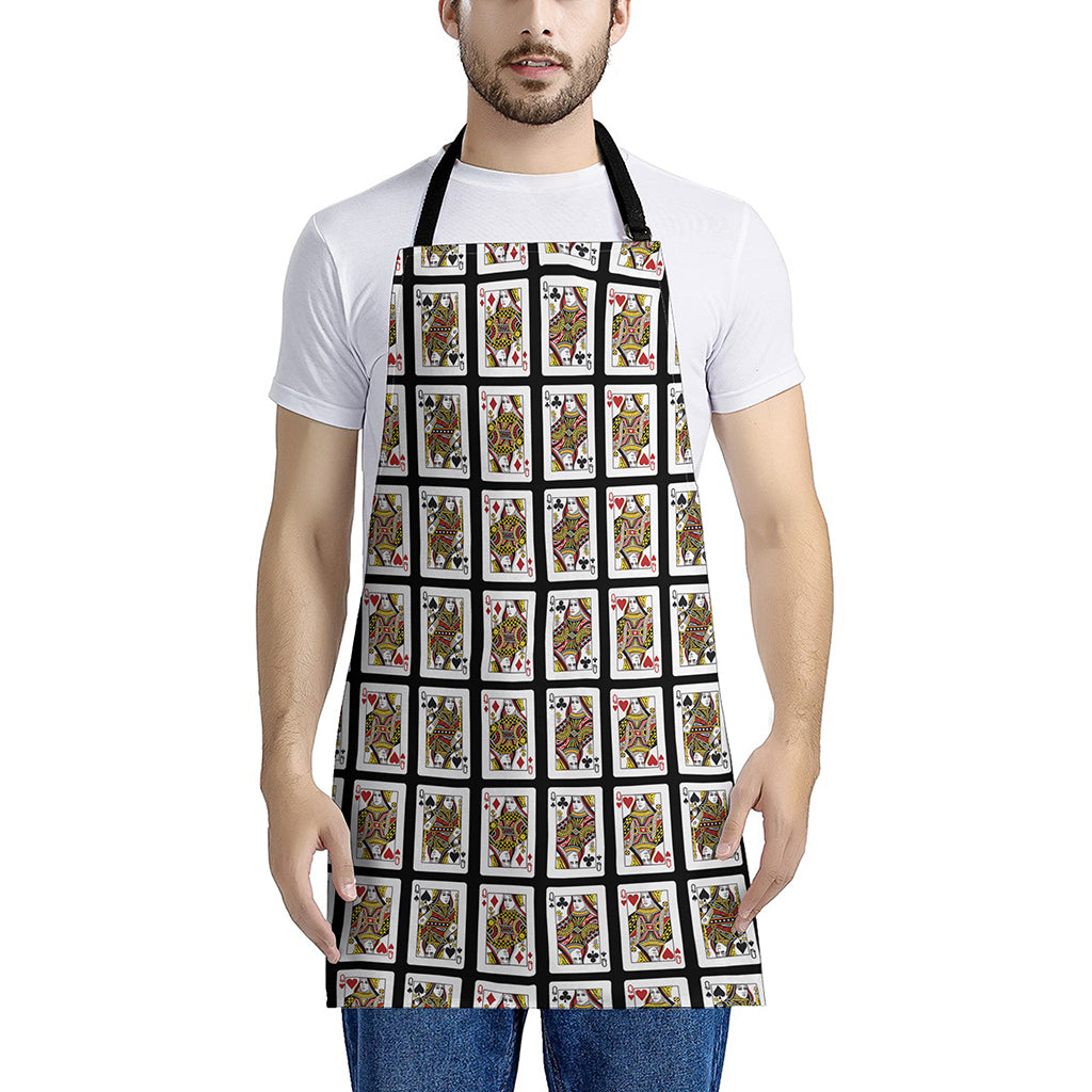 Four Queens Playing Cards Pattern Print Apron
