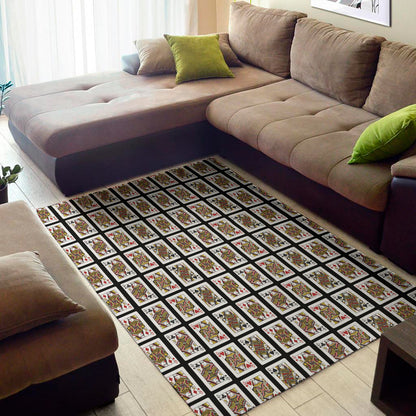 Four Queens Playing Cards Pattern Print Area Rug