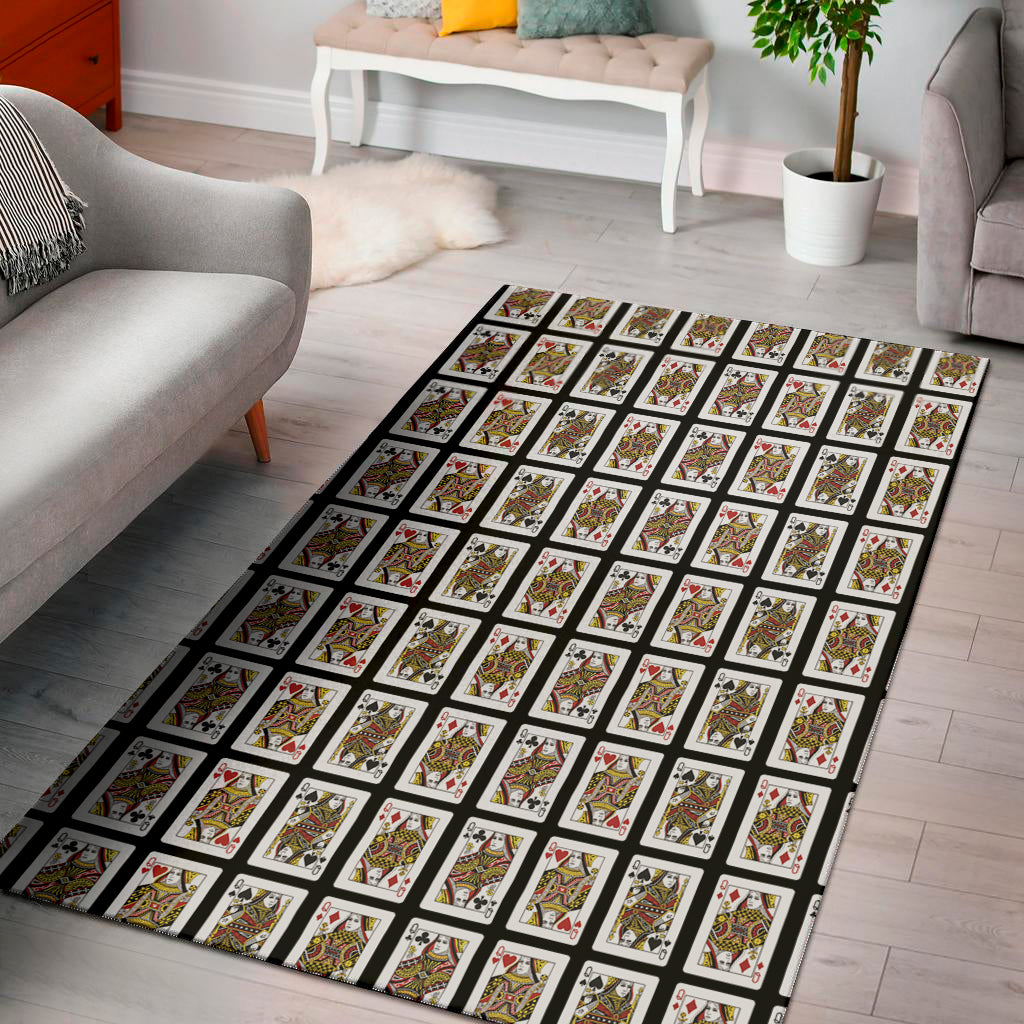 Four Queens Playing Cards Pattern Print Area Rug