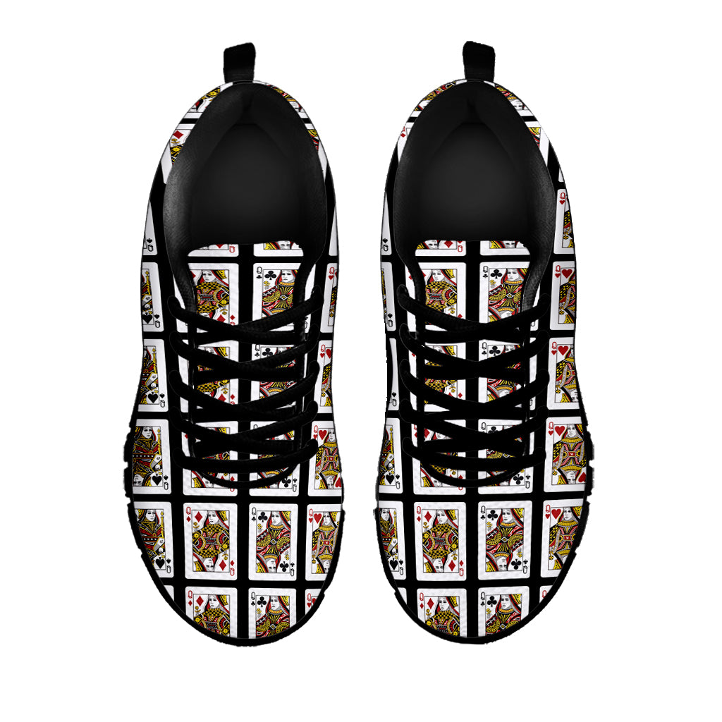 Four Queens Playing Cards Pattern Print Black Sneakers