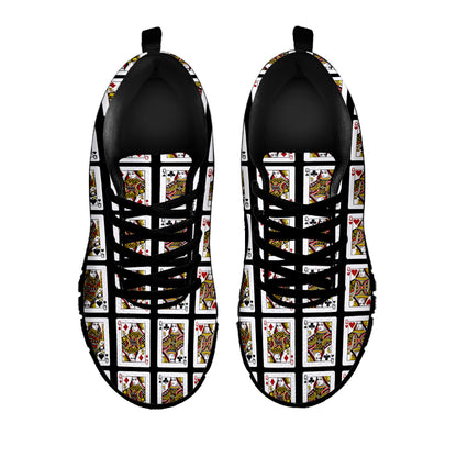 Four Queens Playing Cards Pattern Print Black Sneakers