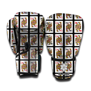 Four Queens Playing Cards Pattern Print Boxing Gloves