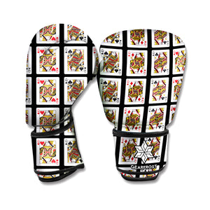 Four Queens Playing Cards Pattern Print Boxing Gloves