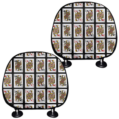 Four Queens Playing Cards Pattern Print Car Headrest Covers