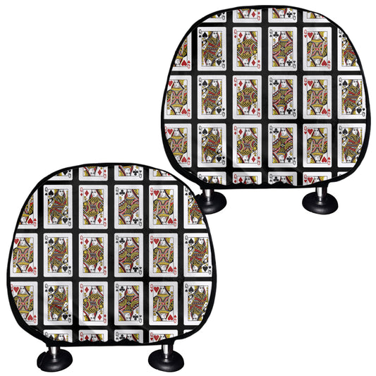 Four Queens Playing Cards Pattern Print Car Headrest Covers