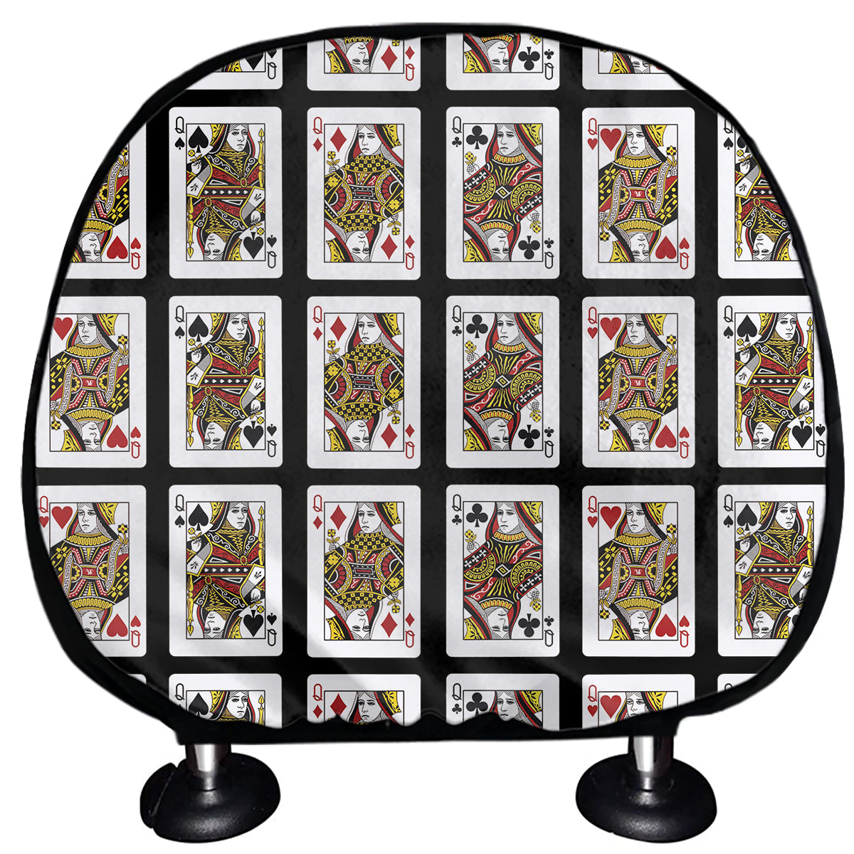 Four Queens Playing Cards Pattern Print Car Headrest Covers