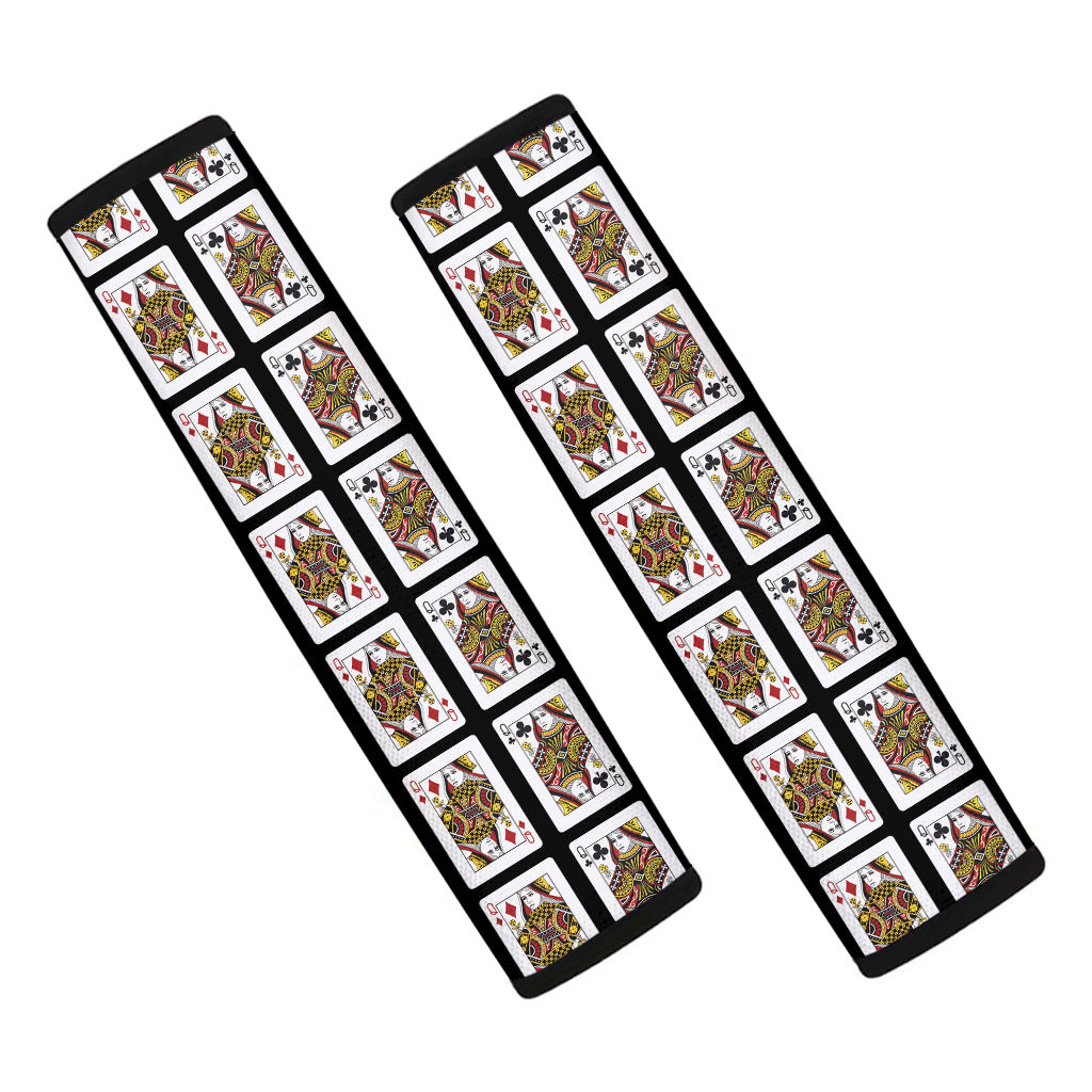 Four Queens Playing Cards Pattern Print Car Seat Belt Covers