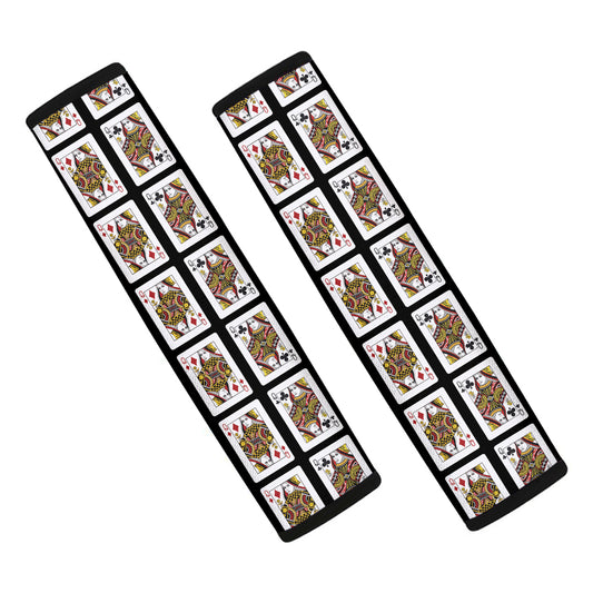 Four Queens Playing Cards Pattern Print Car Seat Belt Covers