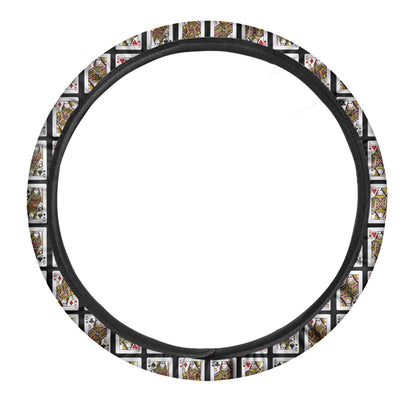 Four Queens Playing Cards Pattern Print Car Steering Wheel Cover