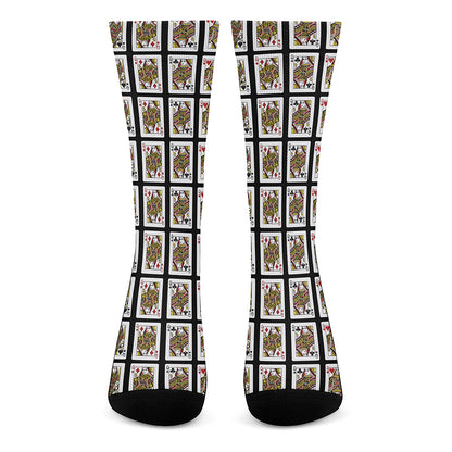 Four Queens Playing Cards Pattern Print Crew Socks