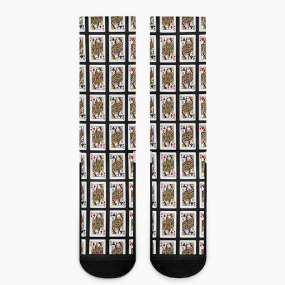 Four Queens Playing Cards Pattern Print Crew Socks