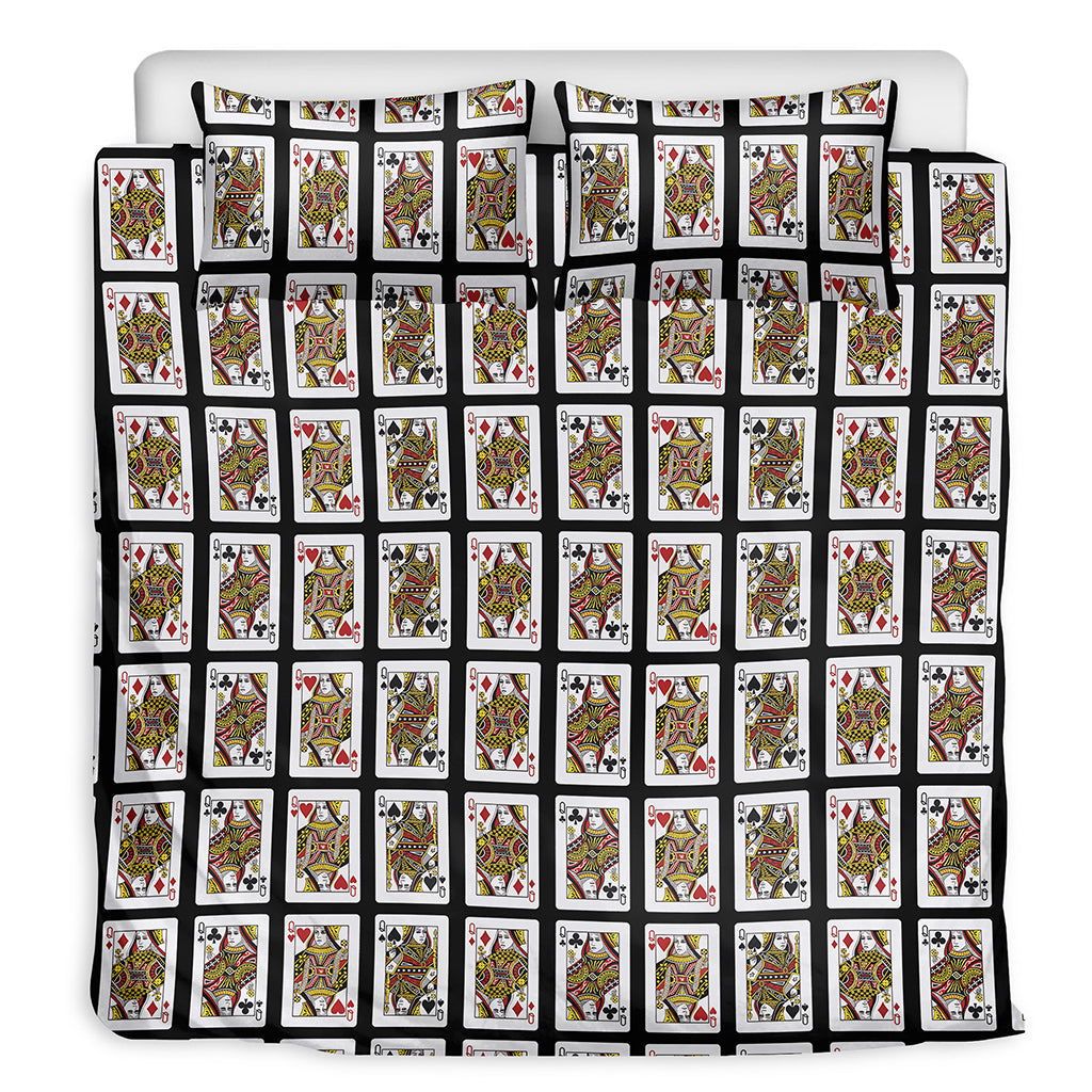 Four Queens Playing Cards Pattern Print Duvet Cover Bedding Set
