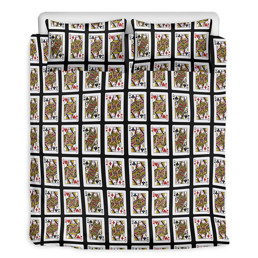 Four Queens Playing Cards Pattern Print Duvet Cover Bedding Set
