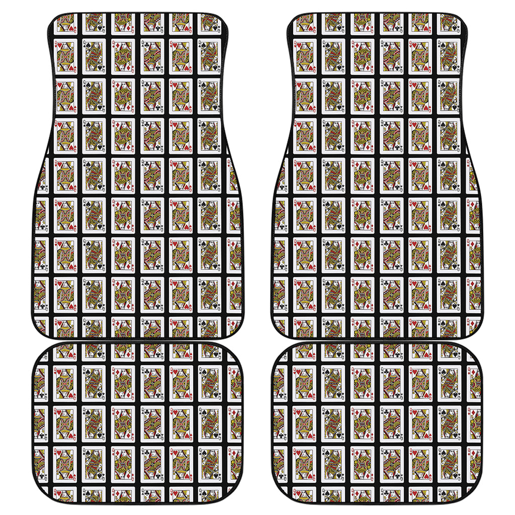 Four Queens Playing Cards Pattern Print Front and Back Car Floor Mats