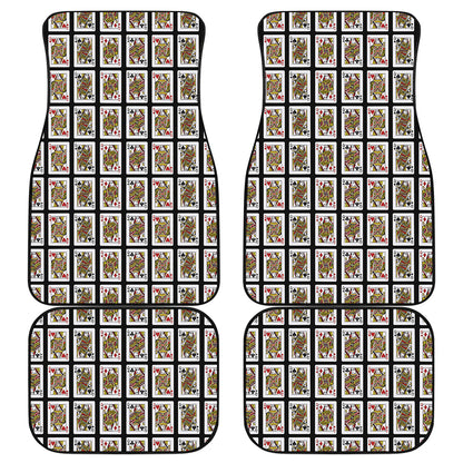 Four Queens Playing Cards Pattern Print Front and Back Car Floor Mats