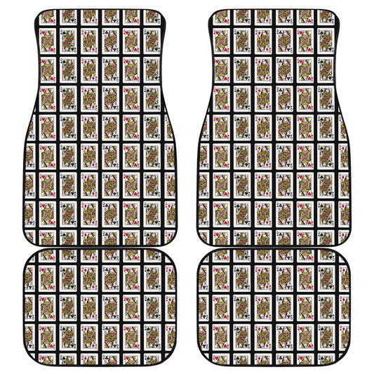 Four Queens Playing Cards Pattern Print Front and Back Car Floor Mats