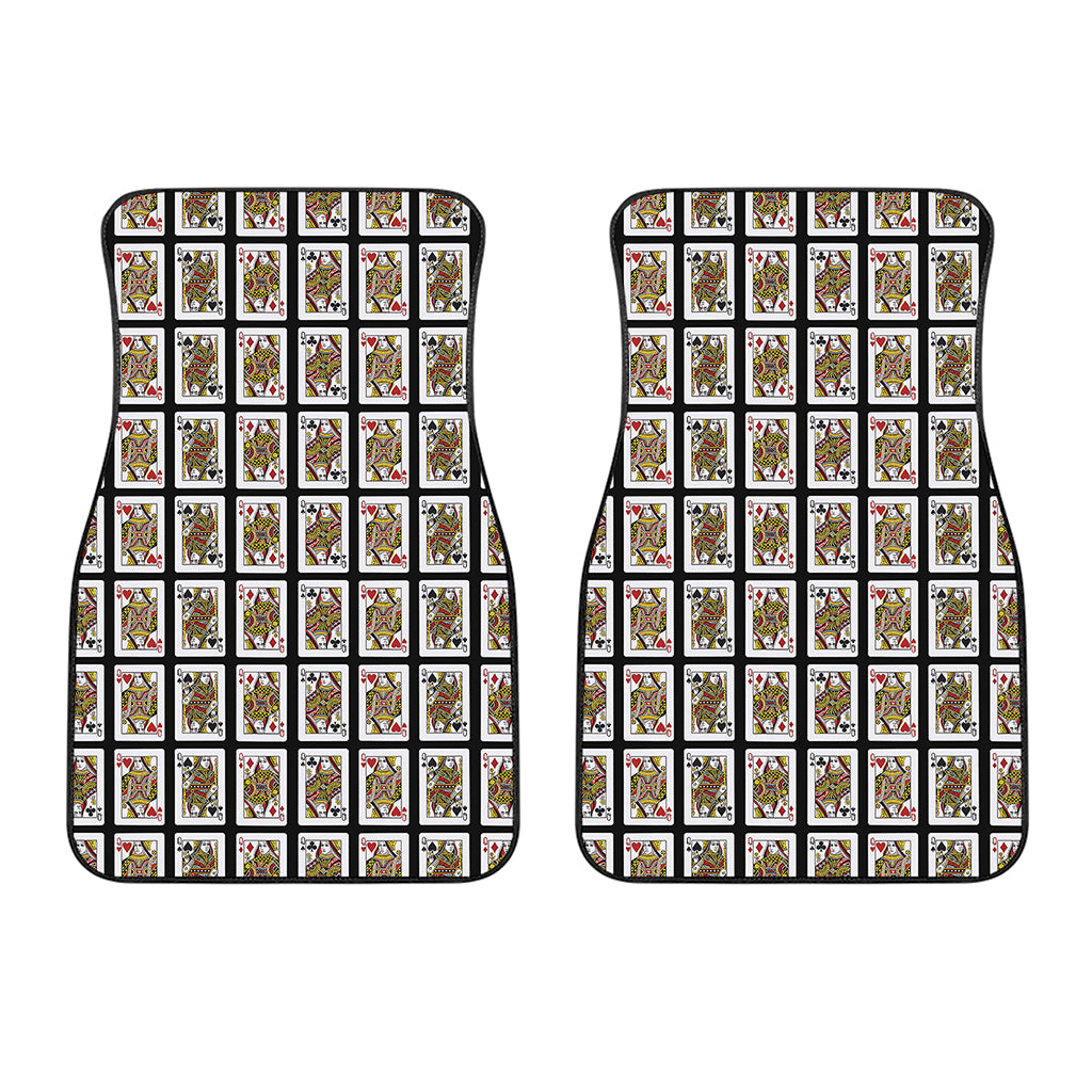 Four Queens Playing Cards Pattern Print Front Car Floor Mats