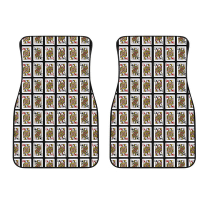 Four Queens Playing Cards Pattern Print Front Car Floor Mats
