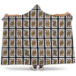 Four Queens Playing Cards Pattern Print Hooded Blanket
