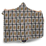 Four Queens Playing Cards Pattern Print Hooded Blanket