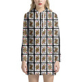 Four Queens Playing Cards Pattern Print Pullover Hoodie Dress