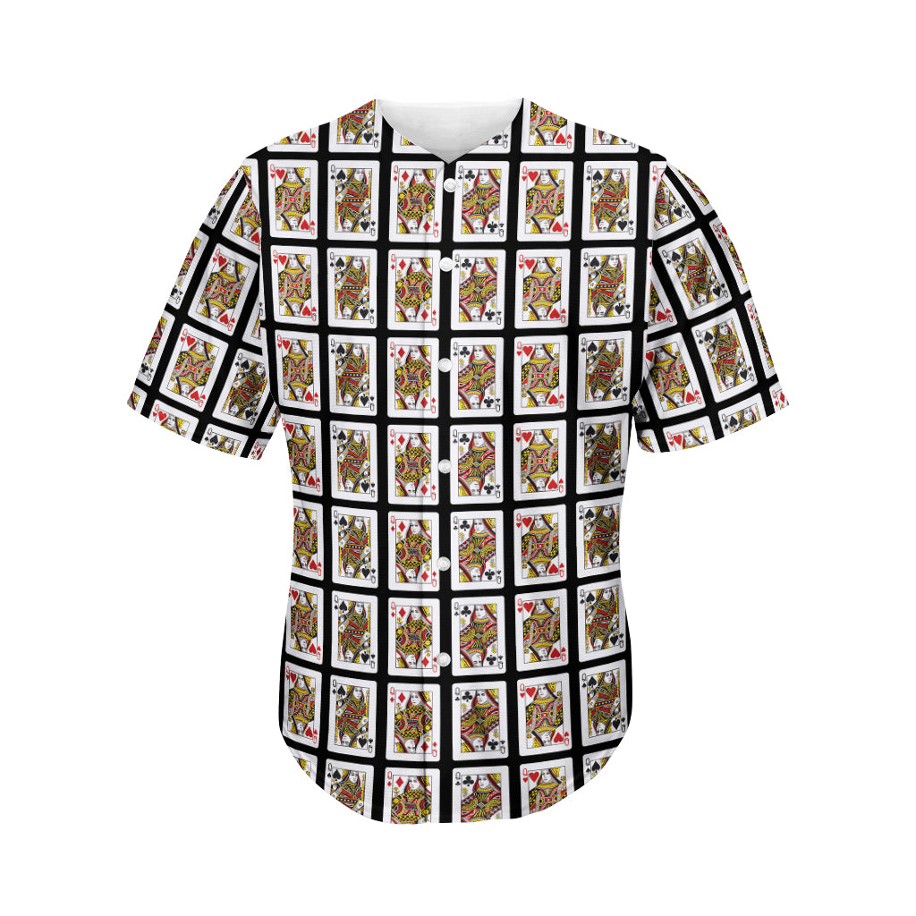 Four Queens Playing Cards Pattern Print Men's Baseball Jersey