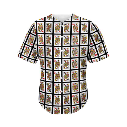 Four Queens Playing Cards Pattern Print Men's Baseball Jersey