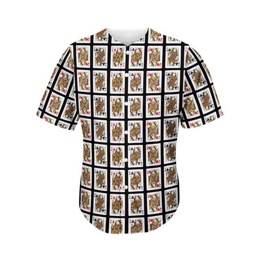 Four Queens Playing Cards Pattern Print Men's Baseball Jersey